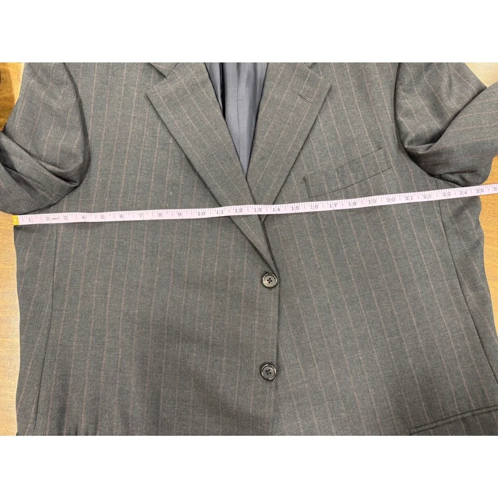 Hickey Freeman Loro Piana Super 120s Wool Pinstripe Blazer 48 Long Charcoal Grey